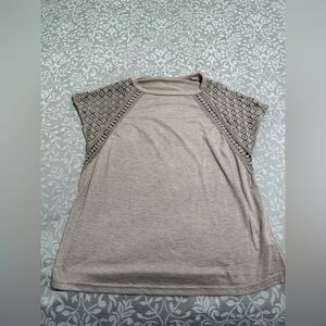 Elegant Beige Lace Sleeve Top